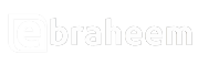 Ebraheem logo with stylized E icon and white Ebraheem wordmark